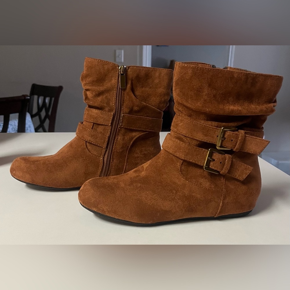 Herstyle Tan Suede Ankle Booties - Picture 2 of 5
